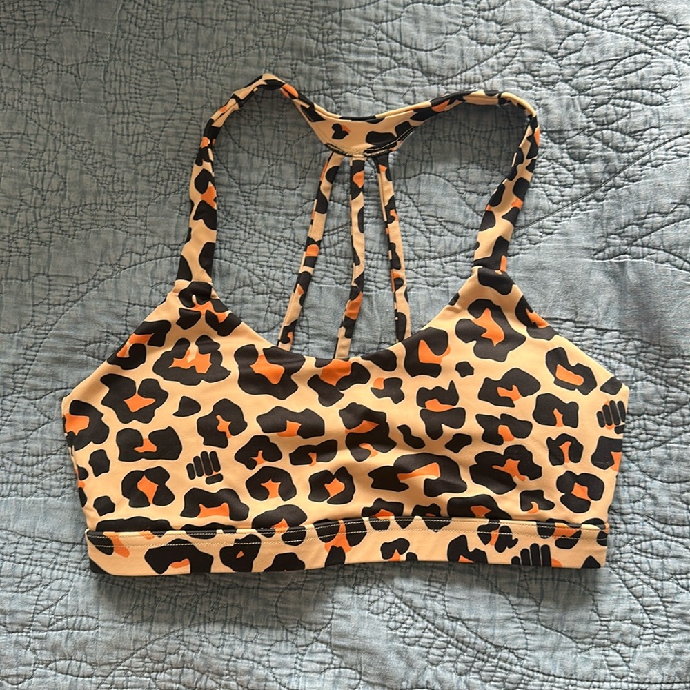 Feed Me Fight Me Leopard Print Sports Bra - Size Small